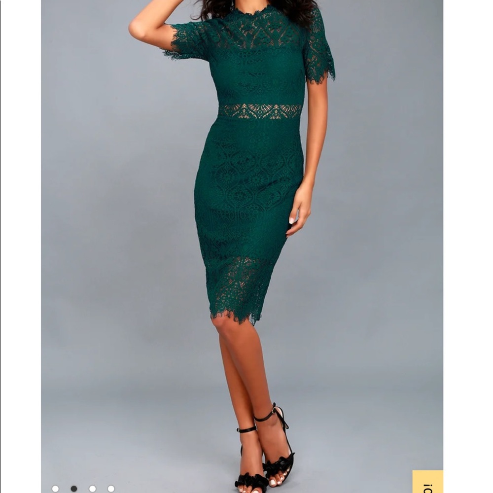 Remarkable Forest Green Lace Dress